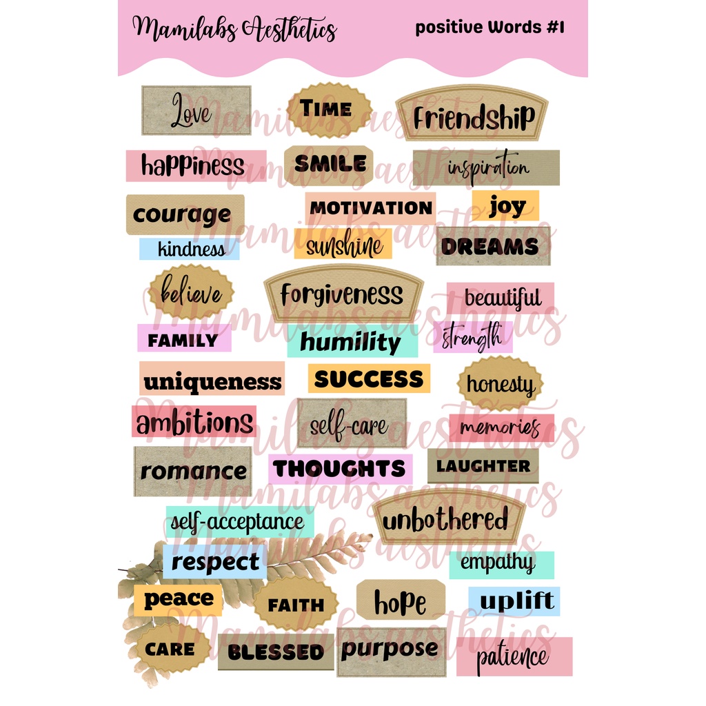 Positive Words Vintage Sticker Sheet Journal Planner Scrapbook | Shopee ...