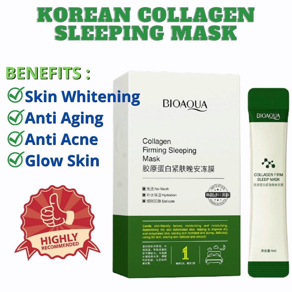 20PCS/BOX BIOAQUA Collagen Firming Sleeping Mask AntiAging Moisturizing OilControl Deep