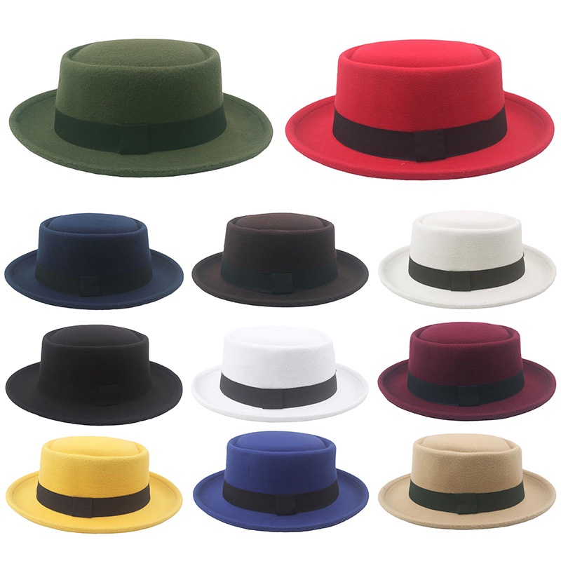Jazz Cap Imitation Woolen Fedoras Top Bowler Hats Round Caps Hemming