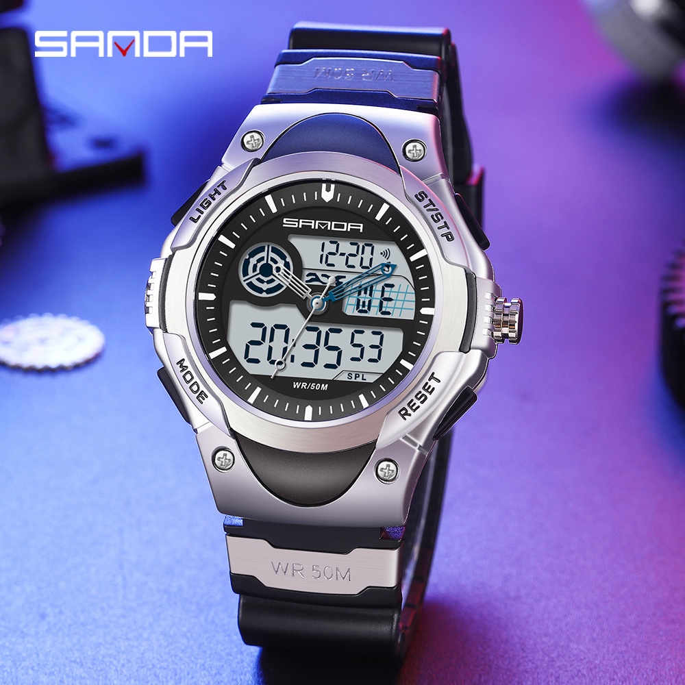 SANDA Men's MultiSport Watch Dual Display Luminous LED Digital Watch