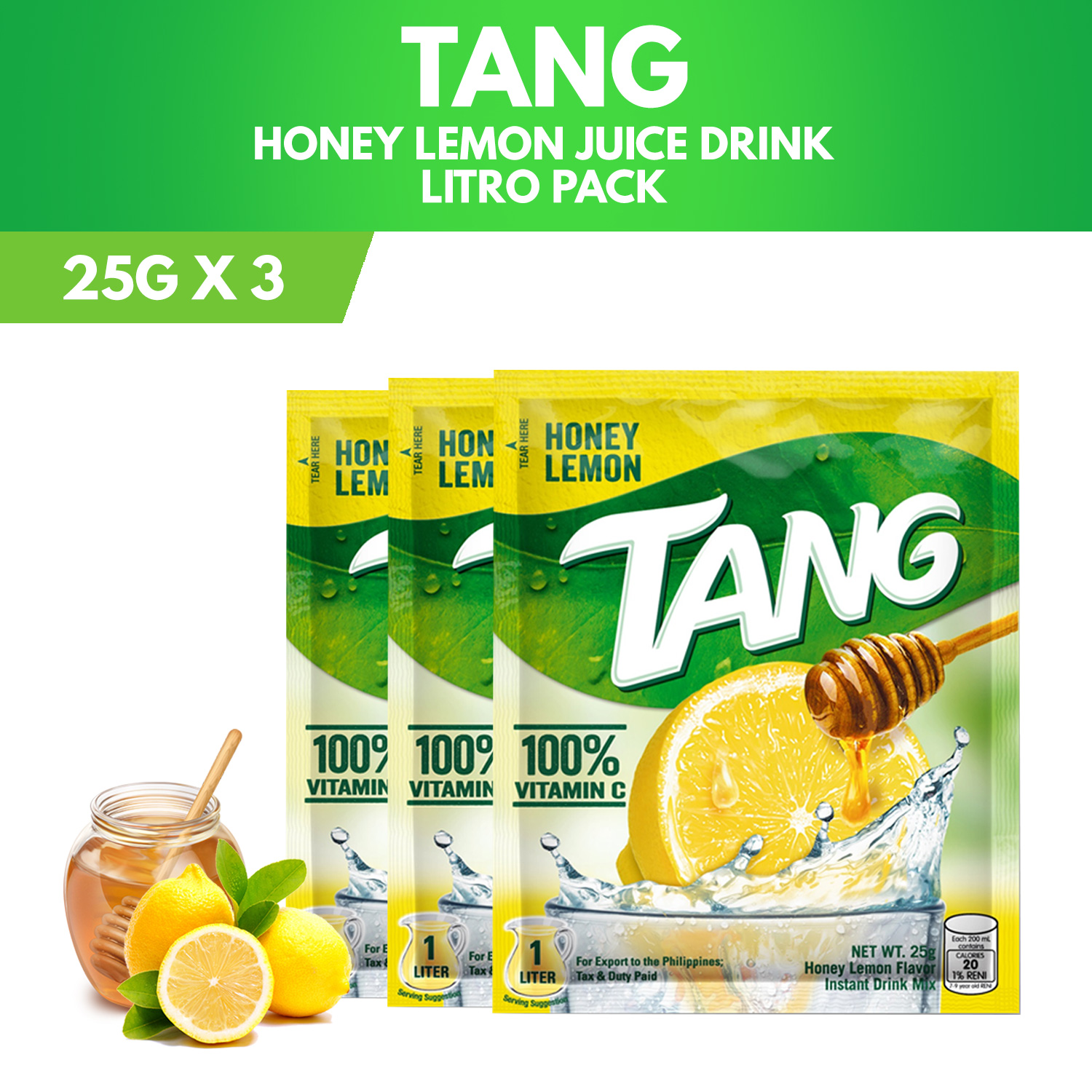 Tang Powdered Juice Honey Lemon Litro 25g Pack of 3 Shopee Philippines