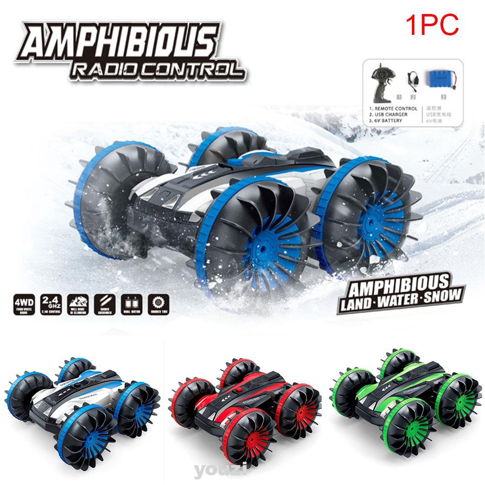 powerful amphibious remote control car drives on land & water