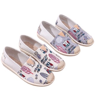 Summer Walk Korean Style Aesthetic Owl Printed Slip On Shoes espadrille