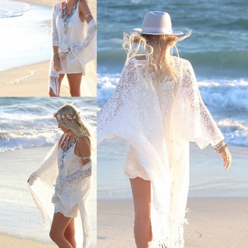 white beach cardigan