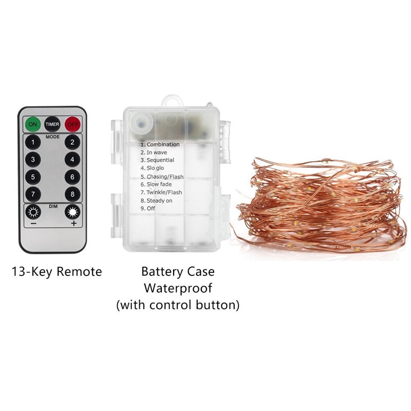 10M 100LED copper Wire Battery LED String Light with Remote Controller For party Fairy Light