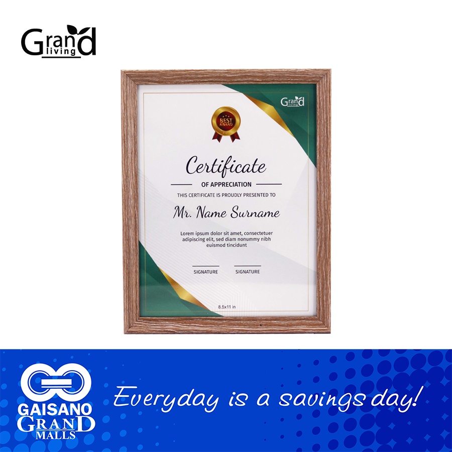 GRAND LIVING Document Frame for Vertical Wall Hanging 8.5x11" 208