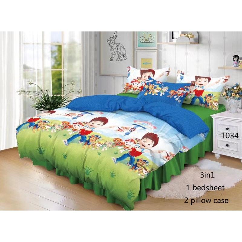 PAW Patrol Bed Sheet 3in1 Cotton Single/Double/Queen Size ...