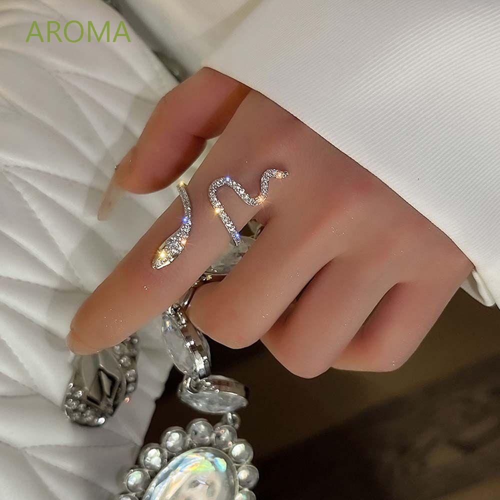 AROMA Gifts Snake-shape Rings Elegant Korean Style Women Rings Wedding ...
