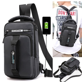 BHK USB Charging Chest Bag Men Anti-theft Sling Shoulder Bag Waterproof Messenger Bag #1