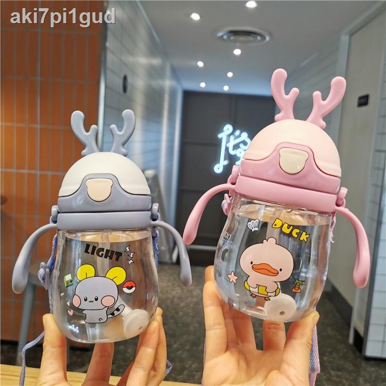 (cod)BCW 370ml deer ear water bottle for baby with division for babies to learn to drink water