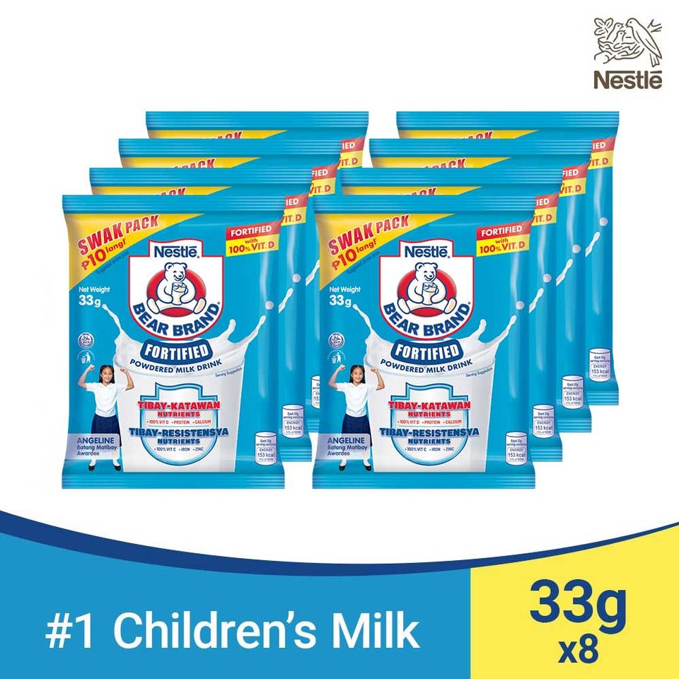 BEAR BRAND Fortified Powdered Milk Drink SWAK 33g Pack Of 8 Sachets 