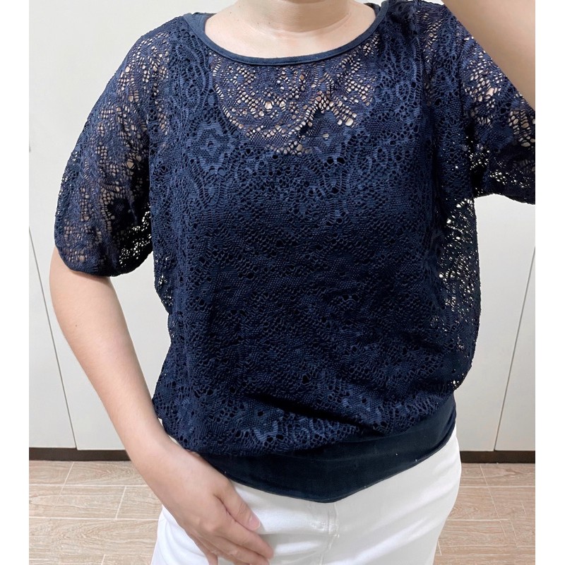 Blue Lace Blouse with inner Sando | Shopee Philippines