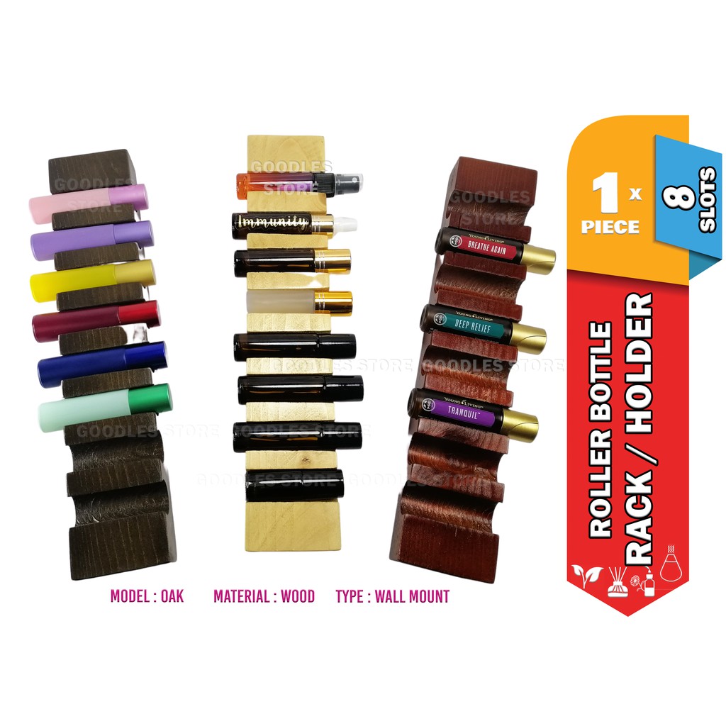 OAK 8 Slots Roller Bottle Rack Roller Bottle Holder Wall Mount Roller