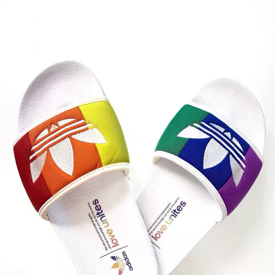 adidas rainbow sliders