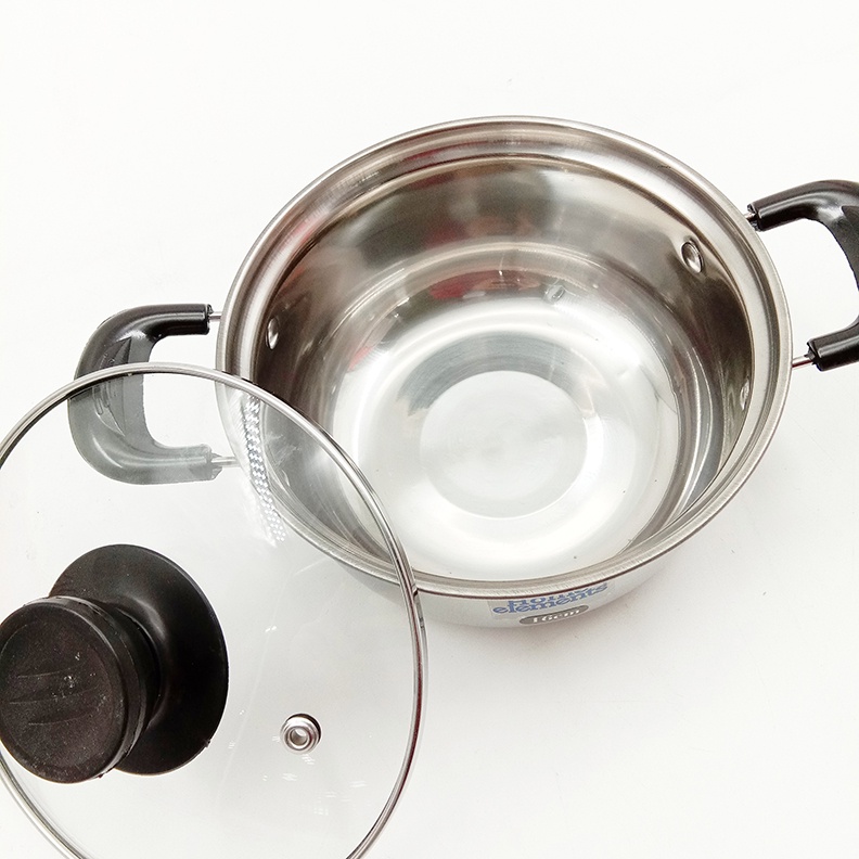 【U-Choice】Stainless Steel Cooking Pot Casserole with Handle and Glass Lid 16/18/20/22/24/26cm