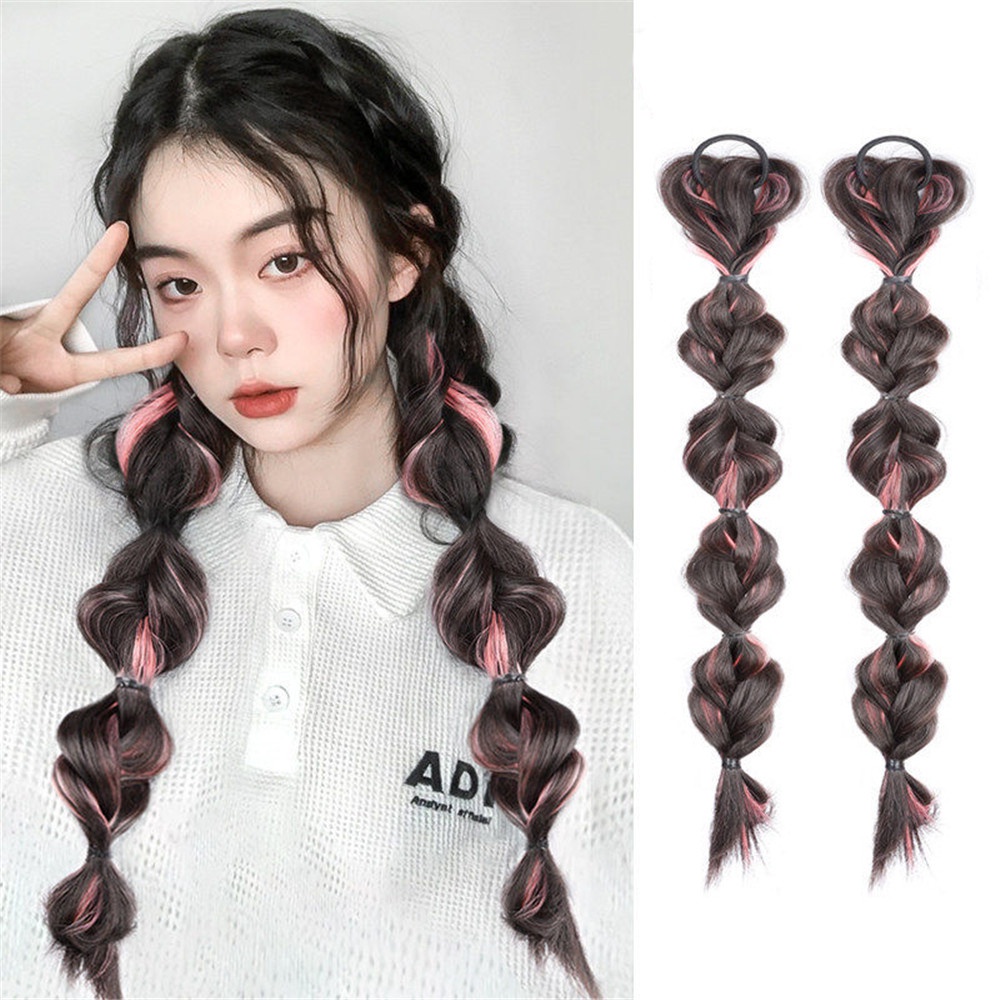 Cod Qipin Fashion Y2k Wig 45cm Colorful Dyed Braids Ponytail Lantern ...