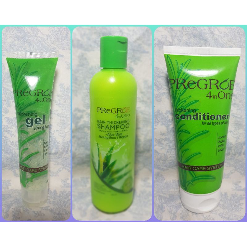 Pregroe 4 in One Thickening shampoo/Conditioner/ thickening gel
