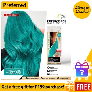 PRECLOUS TURQUOISE COLOR PERMANENT HAIR COLOR BY MERRYSUN | Shopee ...