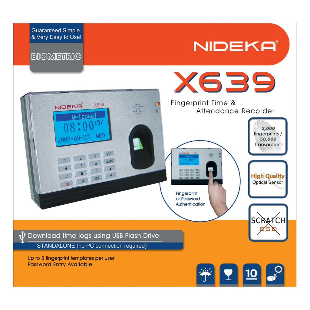 Biometric Fingerprint NIDEKA X639 Biometric Fingerprint Scanner Time