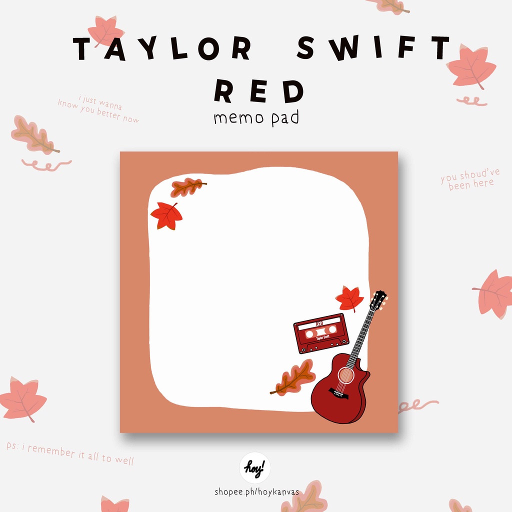 Taylor Swift Red taylors Version Memo Pad Shopee Philippines