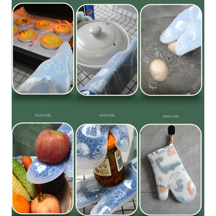 1Pcs Microwave Oven Gloves Heat Resistant Silicone Oven Gloves Non-Slip Oven Mitts for Kitchen Cooking Baking Grilling Microwave Pizza