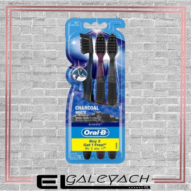 ORALB Charcoal White Soft Toothbrush 3 Pieces (Whitening Manual