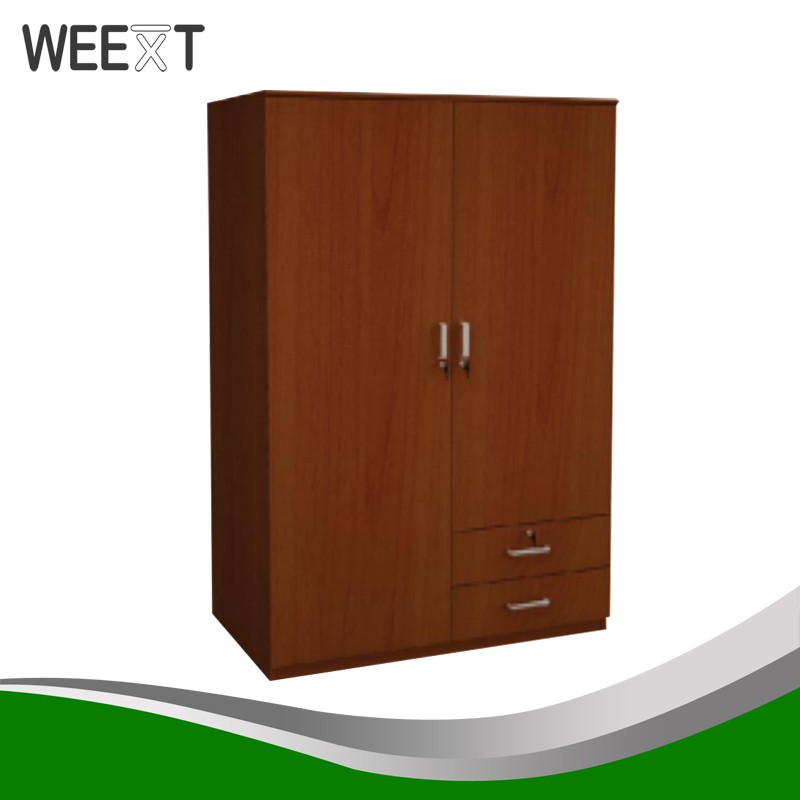 Weext Wooden 2 Doors 2 Drawers Wardrobe 622 Darkbrown Shopee