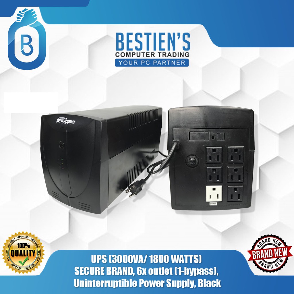 UPS (3000VA/ 1800 WATTS) SECURE BRAND, 6x outlet (1bypass