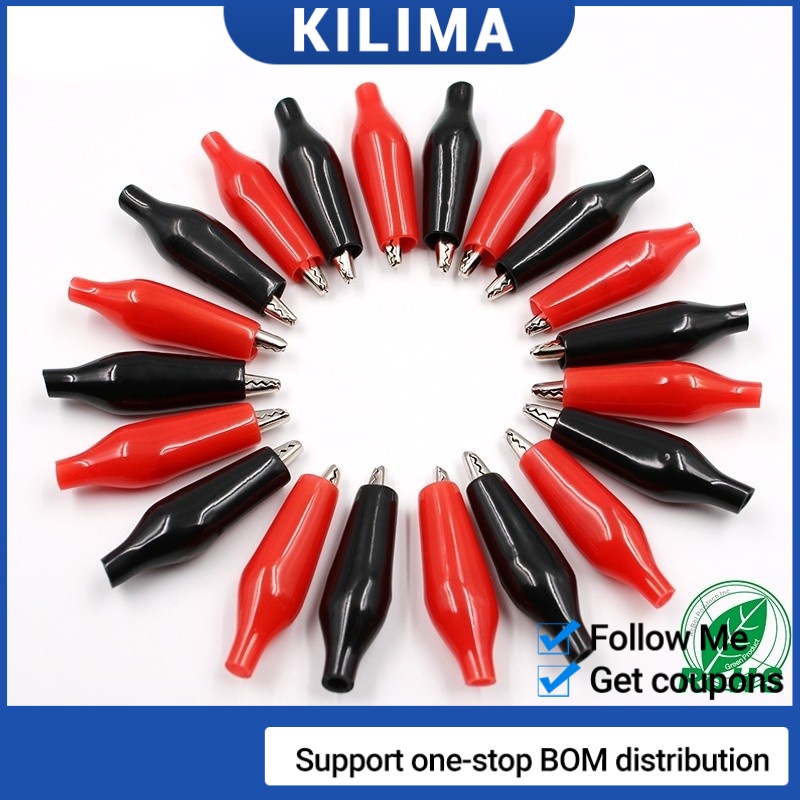 10 pairs Black & Red Soft Plastic Coated Testing Probe Clips Crocodile P2001 