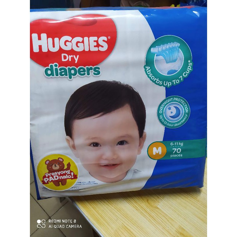 Huggies Medium dry tape 70pcs + 2pcs diapers onSale Shopee Philippines