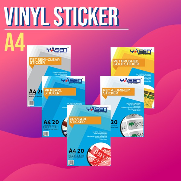 Yasen Vinyl Sticker A4 Waterproof 20 Sheets/Pack | Vinyl Pearl Sticker ...