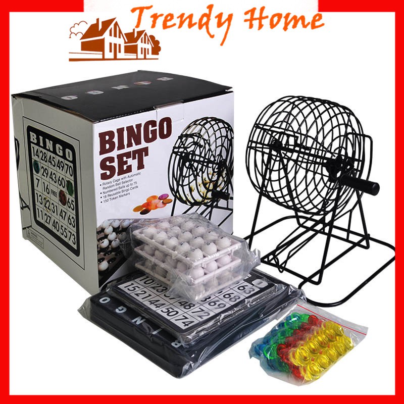 Deluxe Bingo Game Set with Bingo Cage, Bingo Board, Bingo Balls, 18