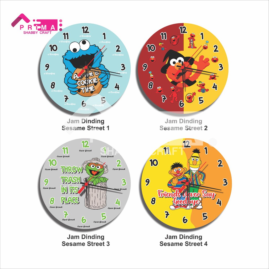 Cartoon Sesame Street Wall Clock Sesama Decoration Display Unique Cute Kids Bedroom Decoration Shopee Philippines