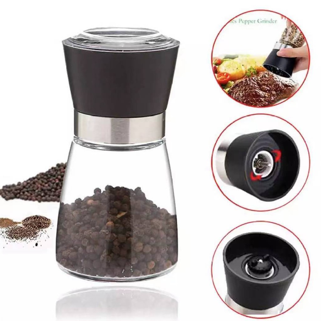 COD Glass Salt Pepper Mill Grinder Spice Grinding BottleZ216 Shopee