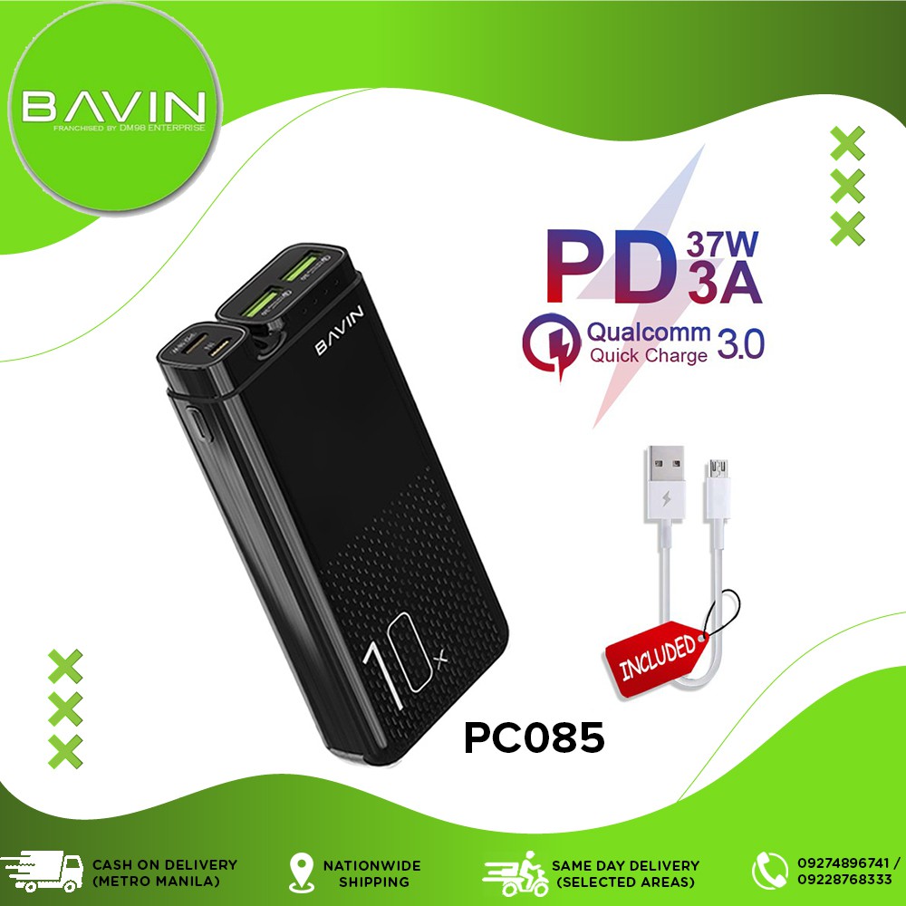 Bavin Pc Mah Qualcomm Pd Fast Charge Power Bank Dual Usb