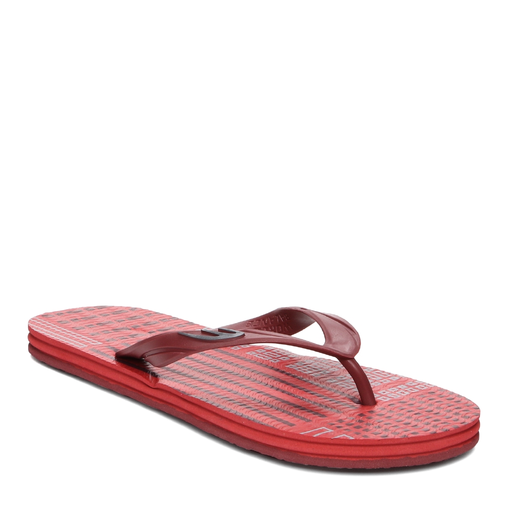 red and white flip flops