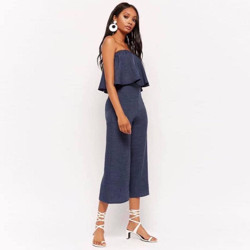 tube denim jumpsuit