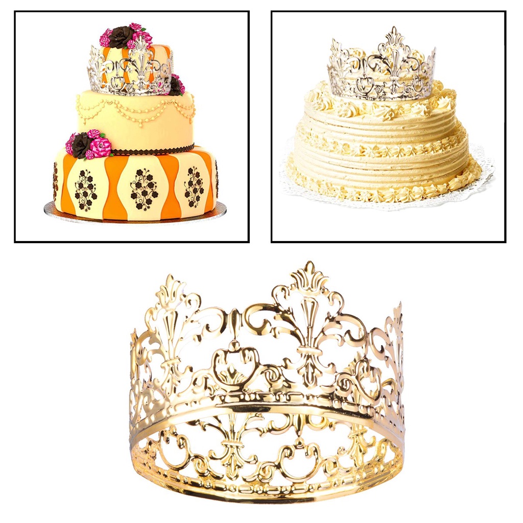 3pcs Crown Cake Topper Elegant Cake Decoration For King Queen Prince And Themed Parties Gold Shopee Philippines