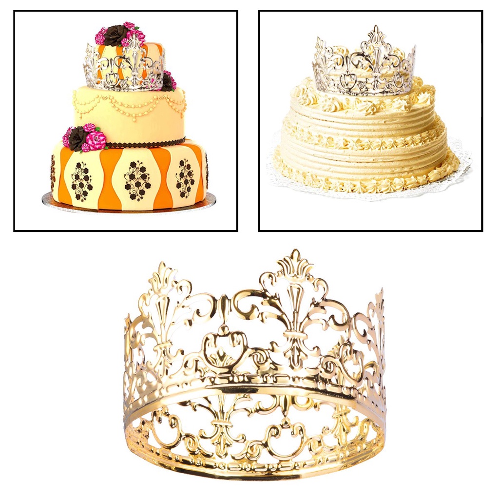 3pcs Crown Cake Topper Elegant Cake Decoration For King Queen Prince And Themed Parties Gold Shopee Philippines