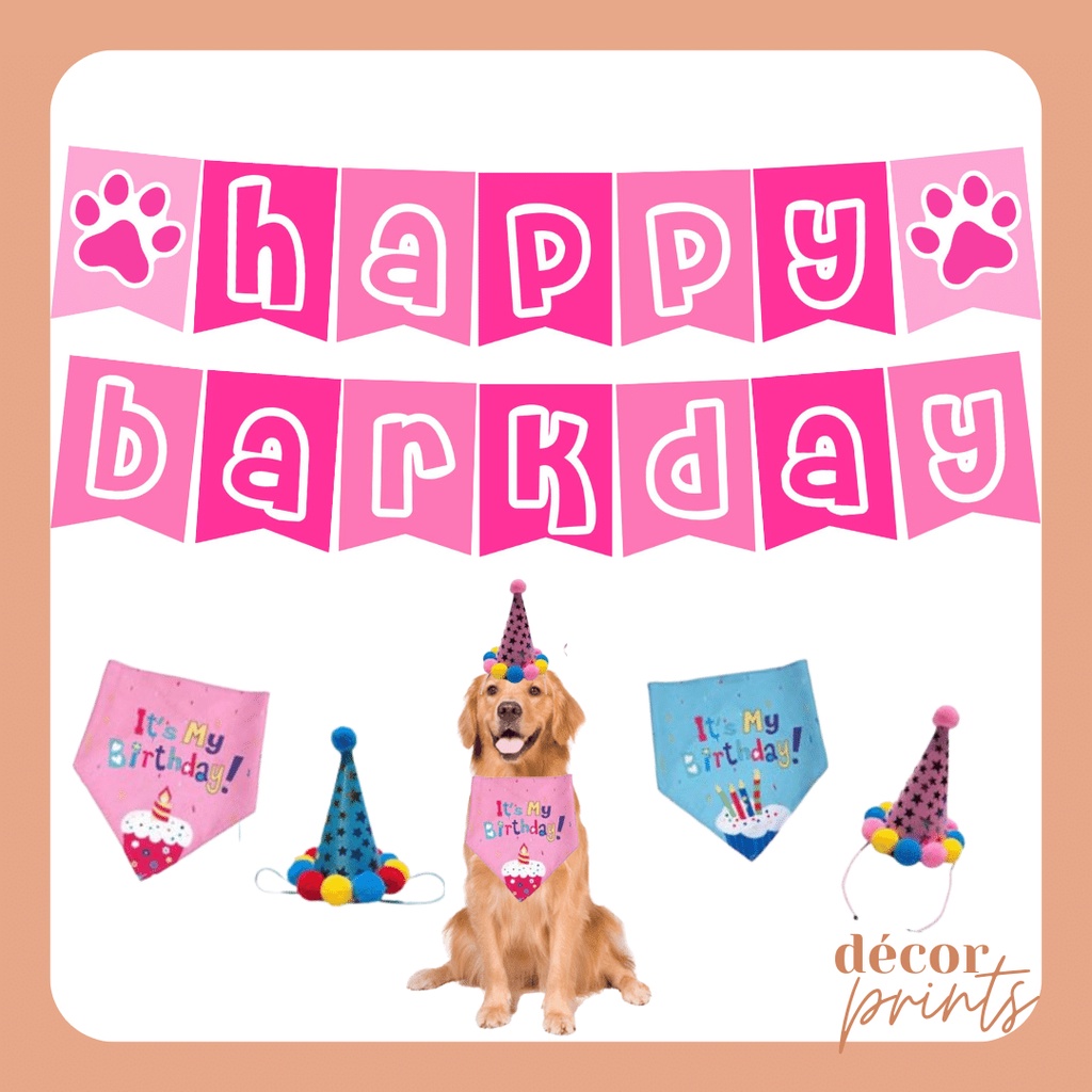dog-birthday-banner-dog-birthday-decor-happy-barkday-dog-party-hat-and