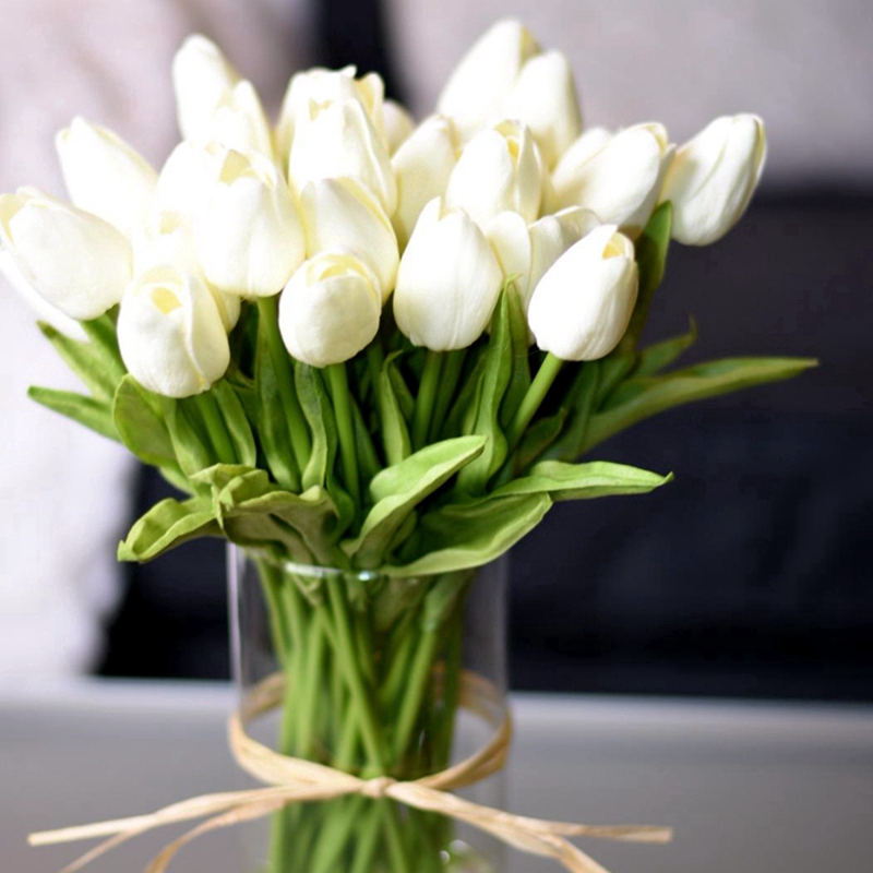 10 Pcs Tulip Artificial Flowers / Real Touch Decorative Fake Flower Bouquet / Office,Hotel,Home Wedding Party DIY indoor Decoration