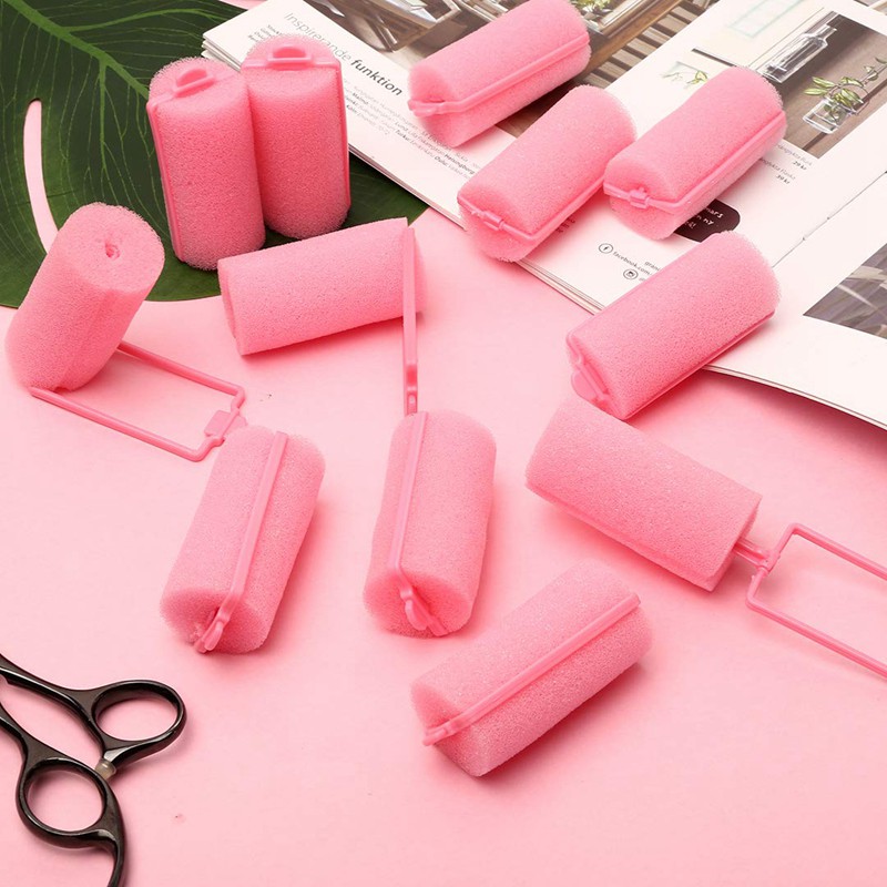 12pcs Dark Pink Hair Styling Soft Foam Sponge Rollers Curlers