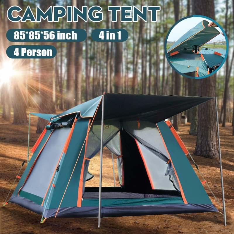 Camping Tent 3-4 Person Automatic Tent for Camping Double Layer Waterproof - Image 4