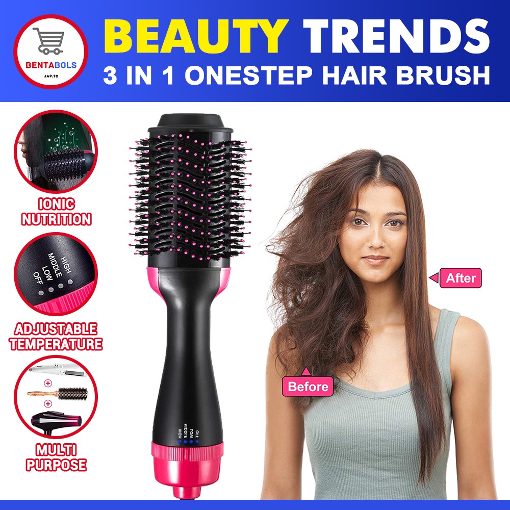3 in 1 Professional Hair Dryer & Volumizer Rotating Hair Brush Roller Comb  Styling | Shopee Philippines