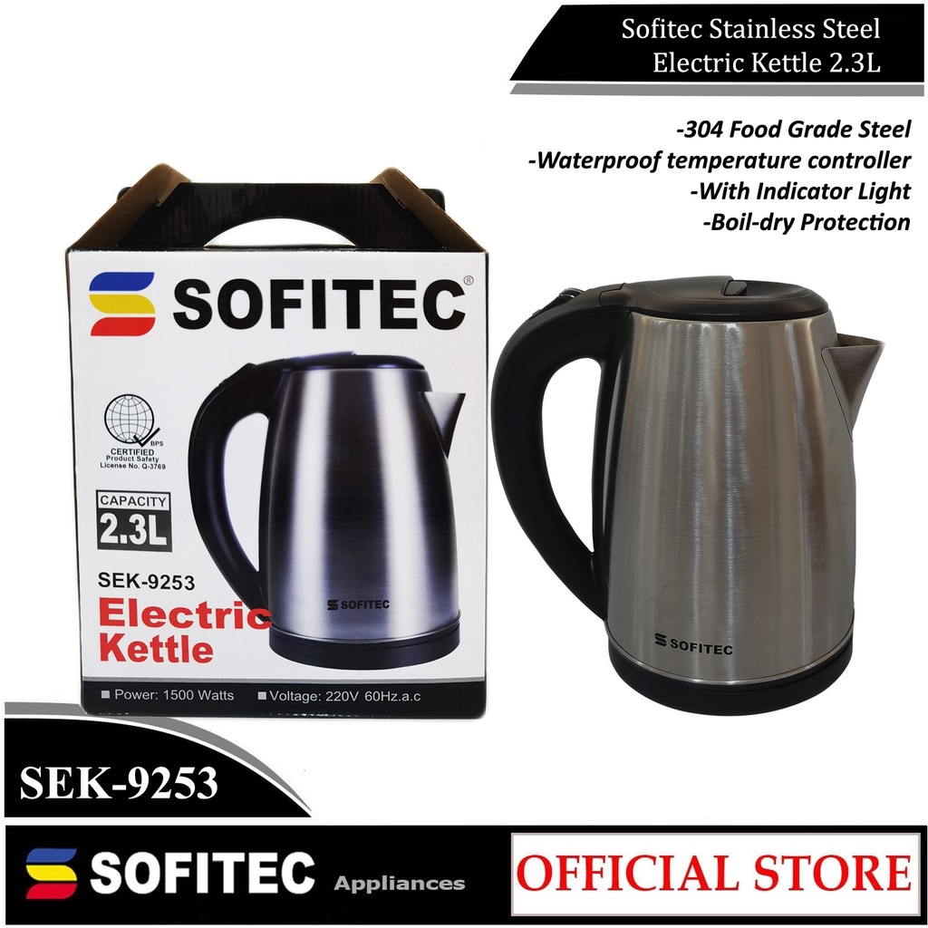 Sofitec Stainless Electric Kettle 2.3L Heavy Duty Thermos Fast Boil Water Heater SEK9253