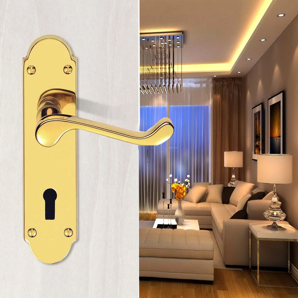 Gold Heavy Duty tubular ENTRANCE & PRIVACY Function lever handle