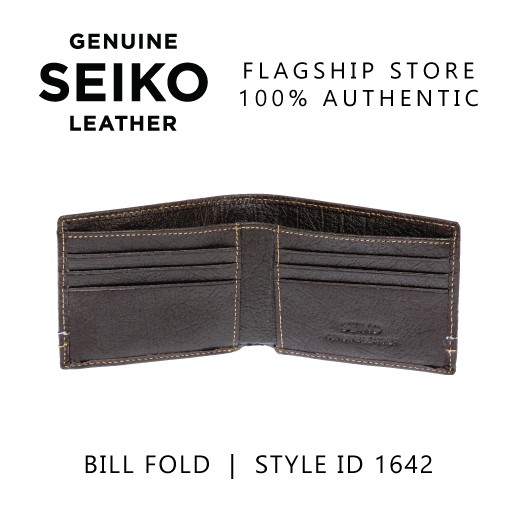 Seiko Wallet Genuine Leather Billfold Original Authentic for Men Black