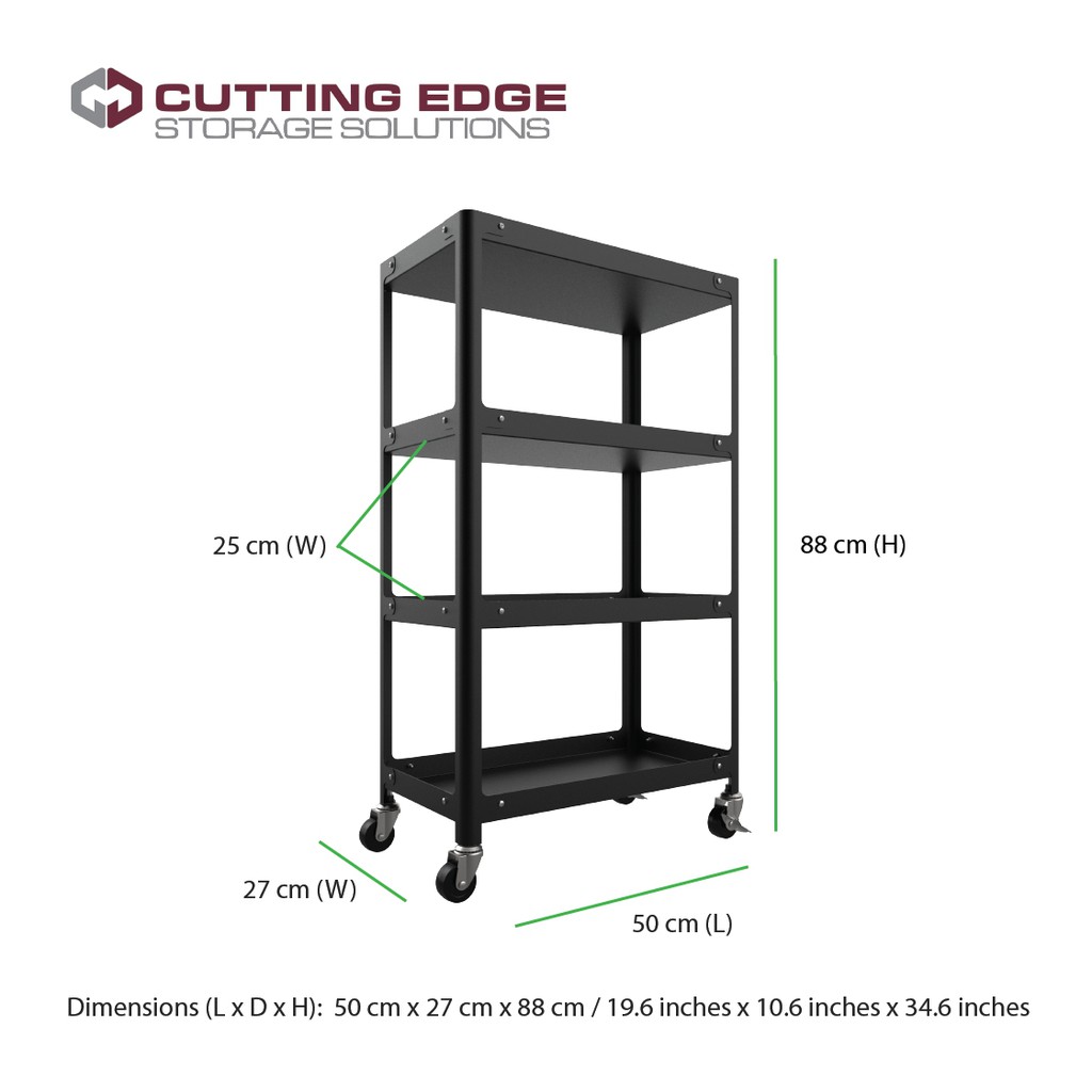 Veradical Home Solutions Eugene 4 Tier Multi Purpose Storage Cart 50 Cm X 27 Cm X Cm Shopee Philippines