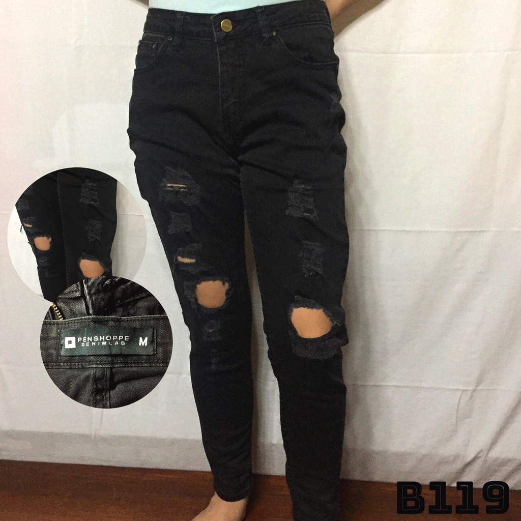 black ripped denim