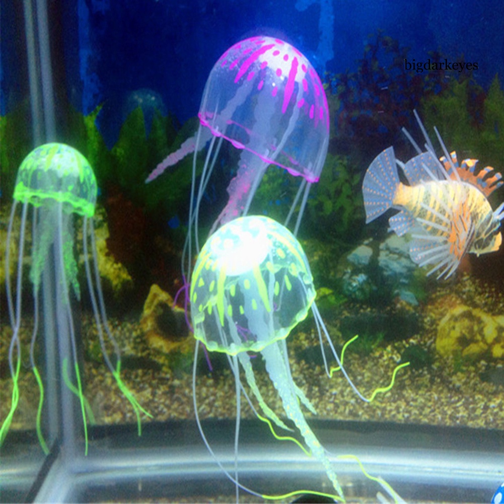 Aquarium Glowing Artificial Jellyfish Silicone Fish Tank Submarines Ornament #1